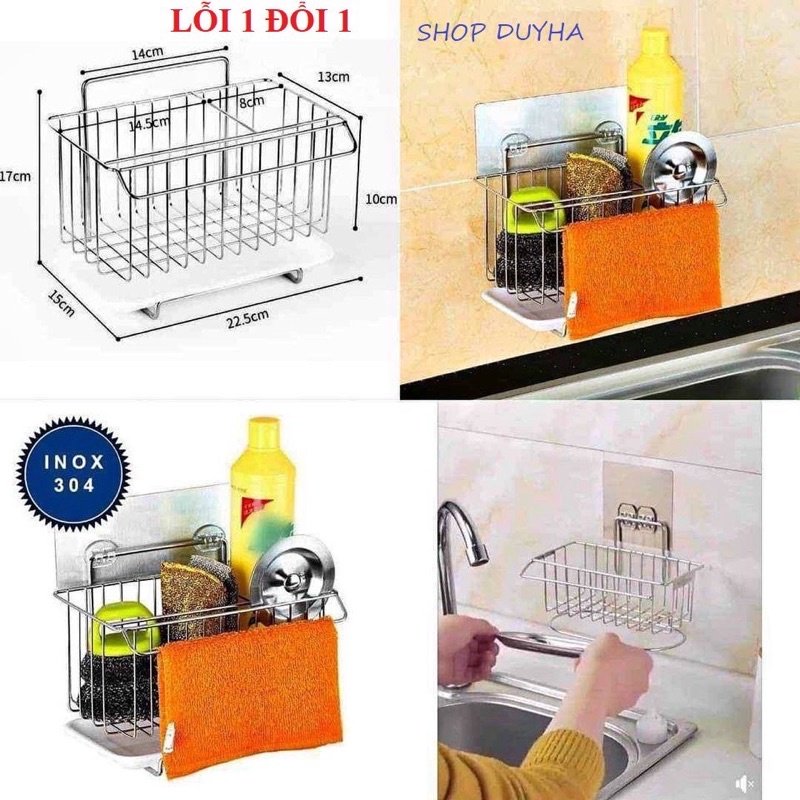 Giỏ, Kệ Để Bồn Rửa Bát Inox Có Khay Hứng Nước, Có Thanh Treo Khăn Tiện Dụng