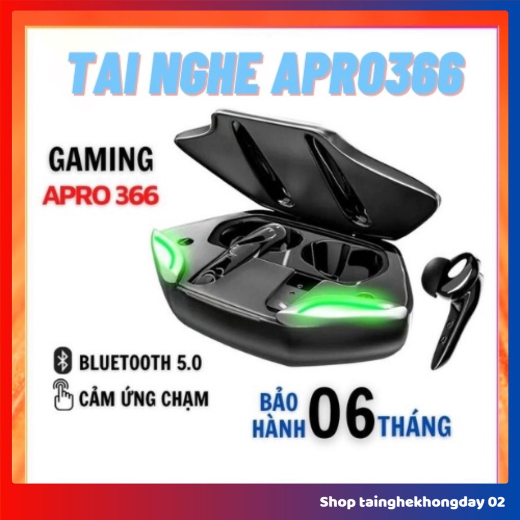 Tai nghe bluetooth để chơi game. Tai nghe Gaming Apro366 Tws Bluetooth 5.0 - Không dây có mic với độ trễ cực thấp
