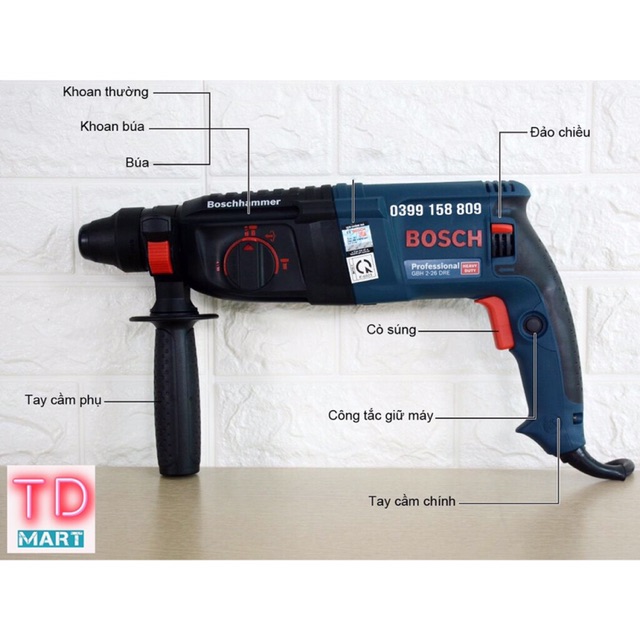 Máy khoan BOSH 2-26 DRE hộp lớn dùng để khoan bê tông , tường , gỗ