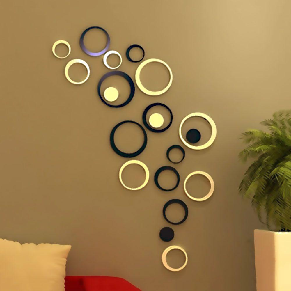 Set 5 Sticker Dán Tường Trang Trí Hình Tròn 3D Bằng Acrylic