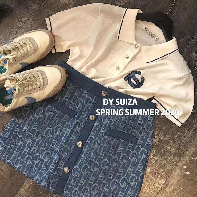 Bộ Áo Thun Polo Và Chân Váy In Họa Tiết Lưng Cao Thời Trang Cho Phụ Nữ | BigBuy360 - bigbuy360.vn