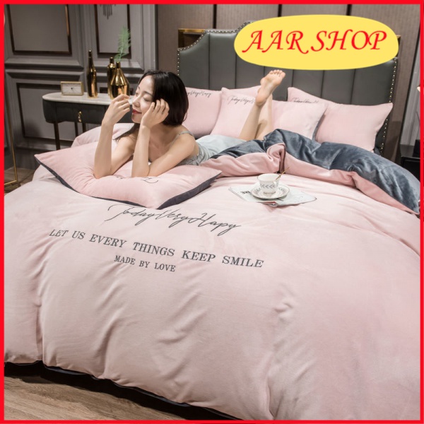 Tinh Thể Dày Ba Bốn Bộ Nỉ Lông Cừu Bao Gồm Tấm Ga Trải Giường Mùa Đông, Nhung Drap Giường