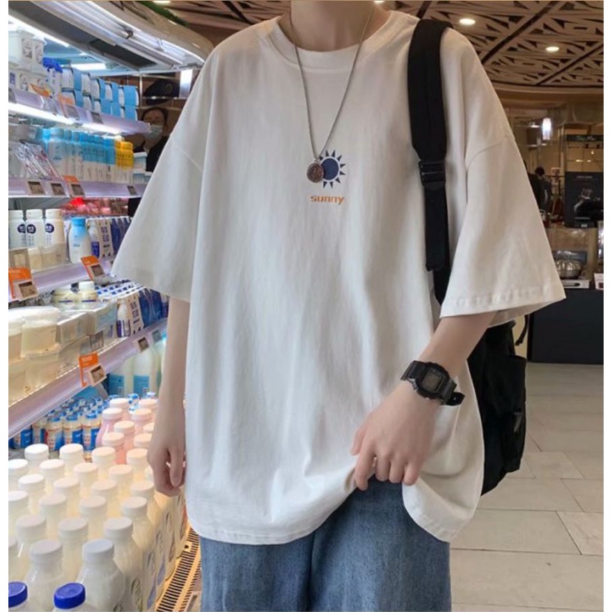 áo thun 100% cotton Tay Ngắn Cổ Tròn Dáng Rộng In Hình Thời Tiết Độc Đáo Thời Trang Cho Cặp Đôi