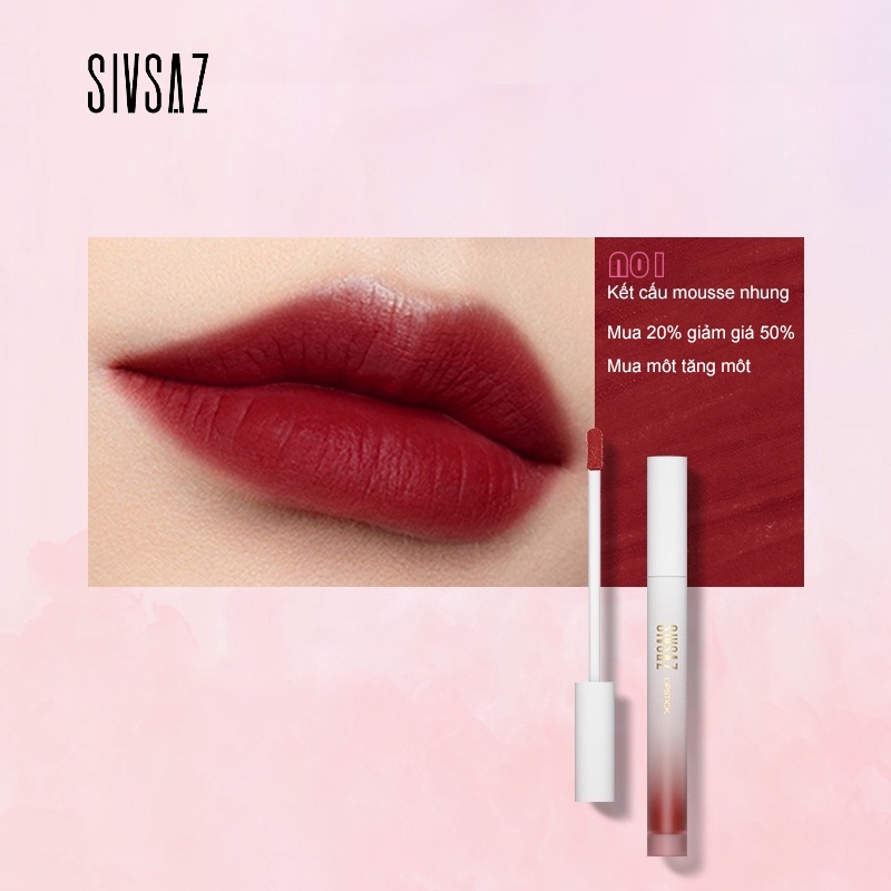 SIVSAZ Son môi mờ Dễ thoa, không dễ phai, nhung dưỡng ẩm 2,8g