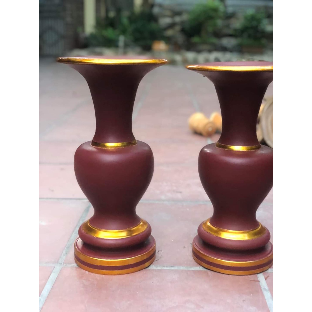 Đôi lọ lục bình cao 43 cm chất liệu gỗ mút trang trí ban thờ