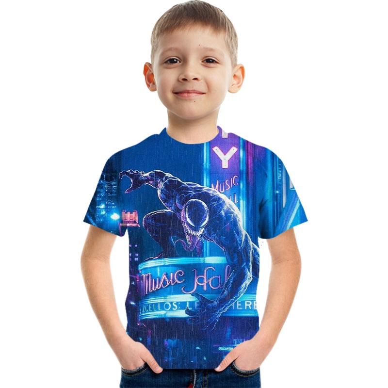 Áo thun in họa tiết Venom 3D thời trang mùa hè dành cho trẻ em