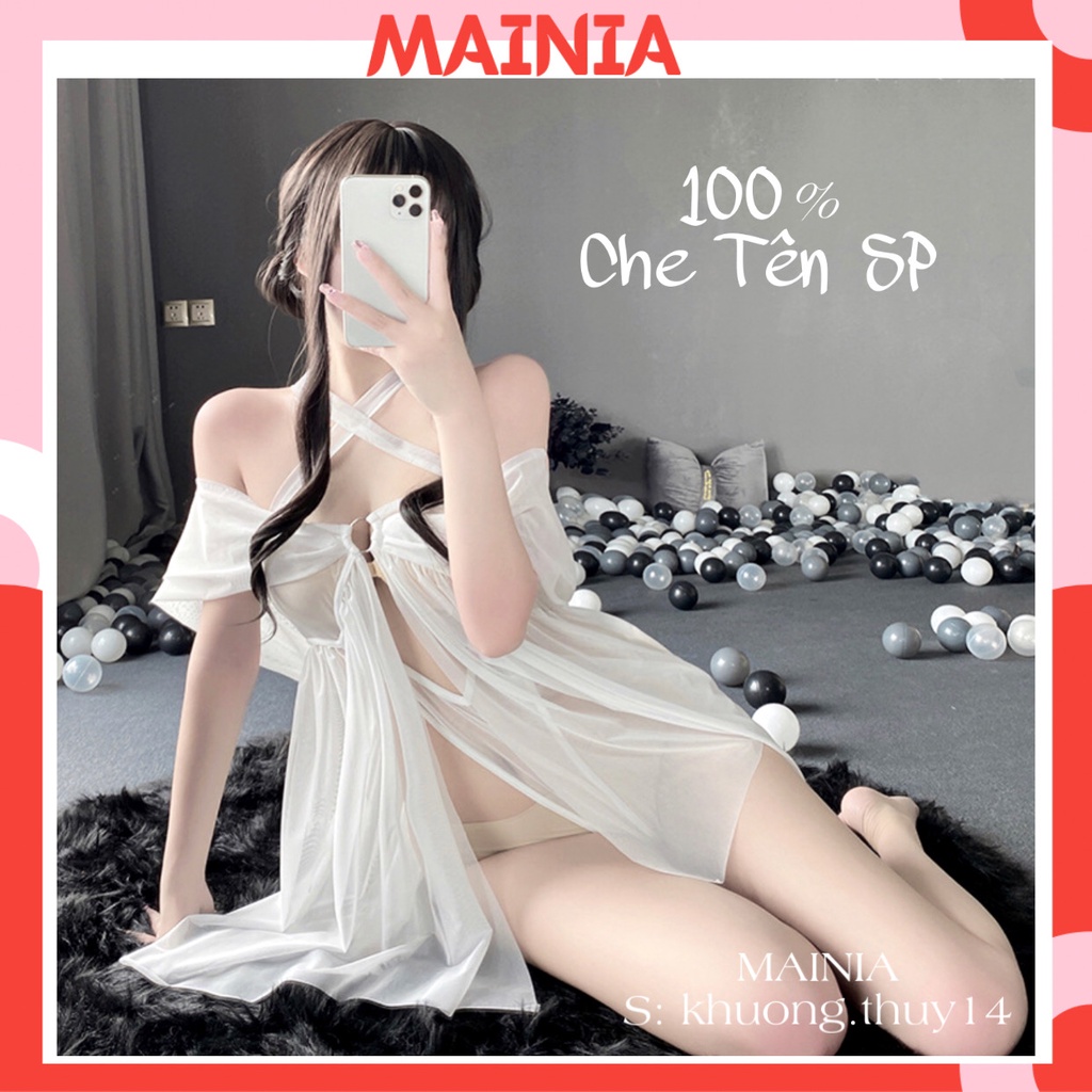 [Hàng Cao Cấp Siêu Đẹp] Đầm Ngủ Váy Ngủ Ren Chéo Cổ Khoen Ngực Siêu Đẹp Sexy Gợi Cảm Quyến Rũ Mainia Shop