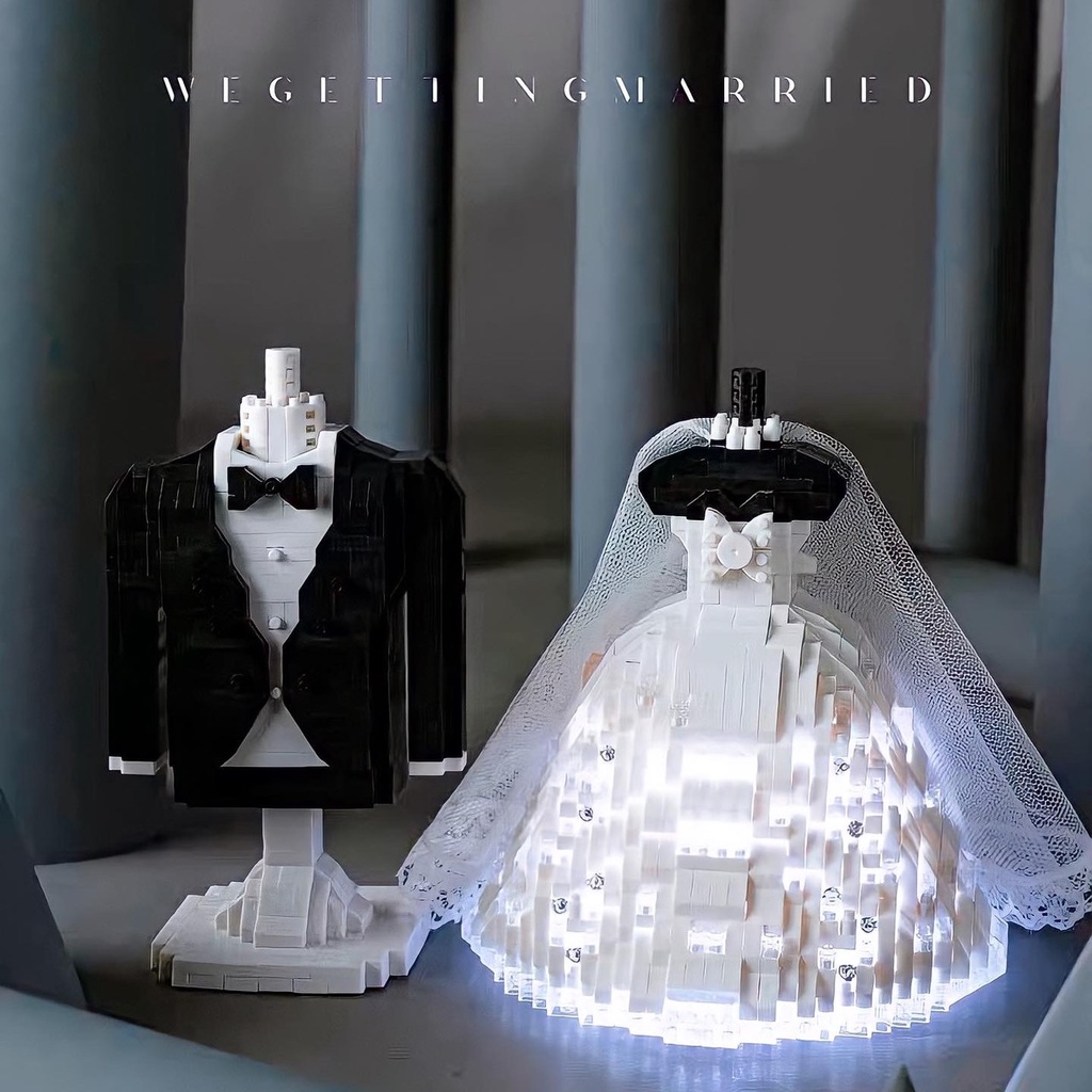 Đồ chơi xếp hình lắp ráp Váy cưới kèm đèn led phát sáng tặng người yêu siu xinh Nanoblocks