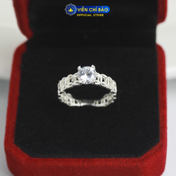Nhẫn bạc nữ kim tiền đính đá cao chất liệu bạc 925 thời trang phụ kiện trang sức nữ Viễn Chí Bảo N400185