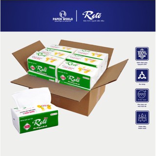 Combo 10 - 20 gói Khăn giấy rút đa năng ROTO ECO RTE20-1, 20 gói, 102 tờ, 100% bột giấy nguyên sinh