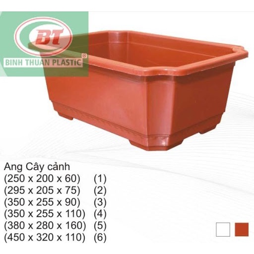 Chậu nhựa Ang350 lòng sâu (35x25x11cm) đỏ gạch loại 1 dày _ Chậu Ang A350 trồng rau, hoa cay cảnh bonsai