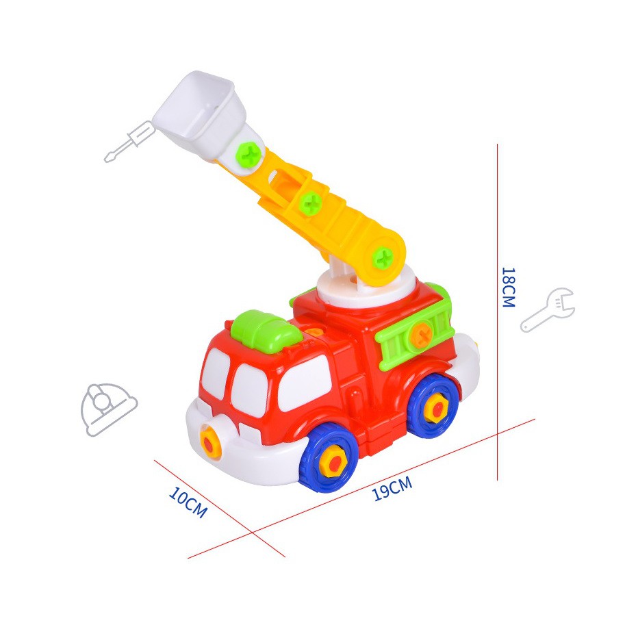 Đồ chơi ô tô vặn vít cứu hỏa, đồ chơi lắp ráp ô tô