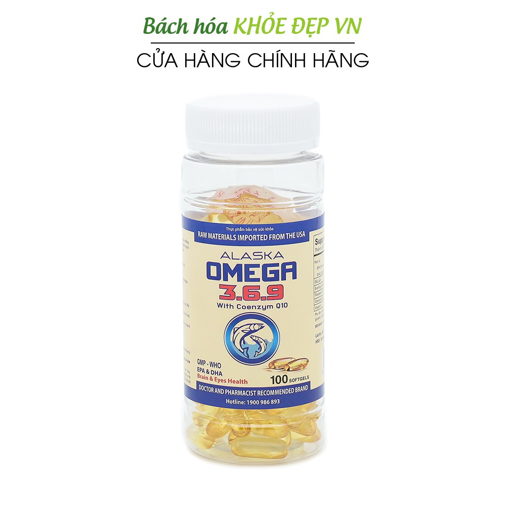 Viên dầu cá Alaska Omega 369 bổ não, sáng mắt, khỏe tim mạch - Chai Xanh 100 viên | BigBuy360 - bigbuy360.vn