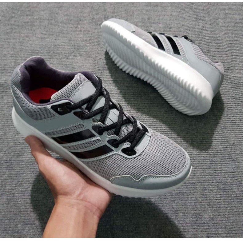 Giày Thể Thao Sneaker Tăng Chiều Cao Xám Sọc Đen