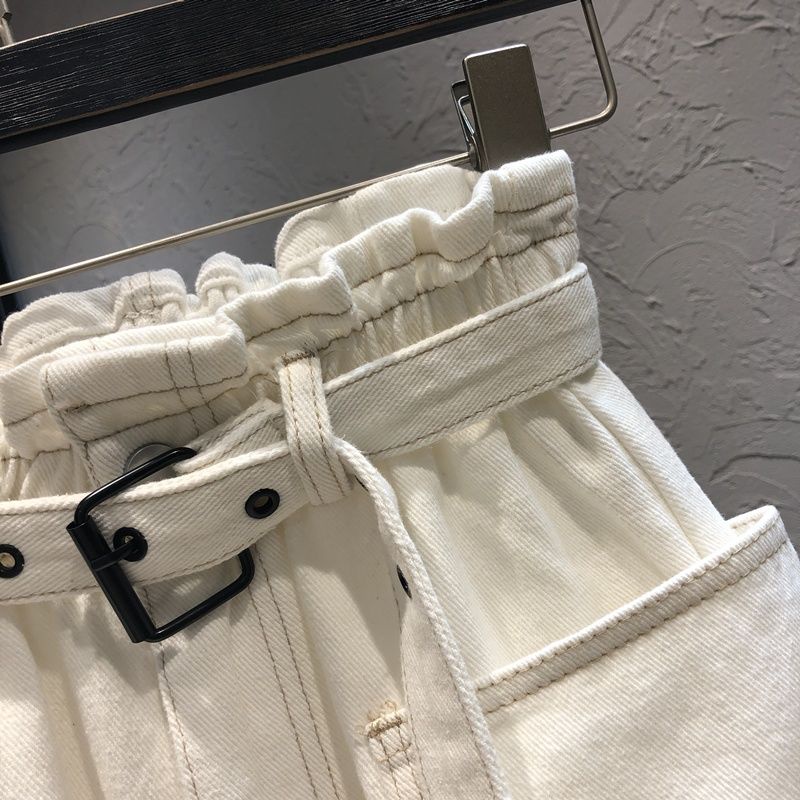 Jiashucheng Quần Short Denim Eo Cao Dáng Rộng Co Giãn Thời Trang Mùa Hè Giản Dị Dễ Phối Đồ Phong Cách Mới Dành Cho Bạn Nữ