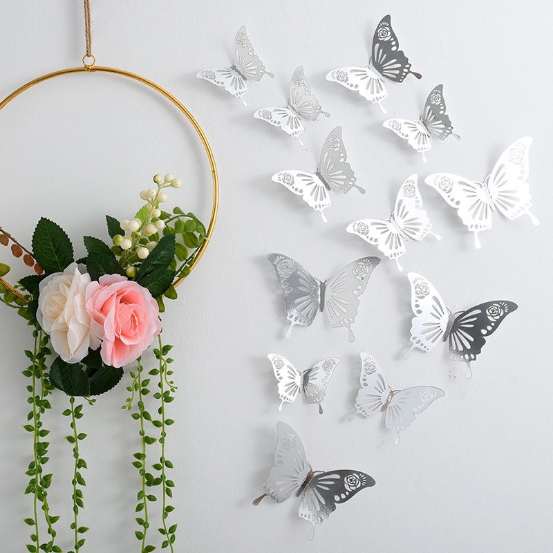 Bộ 12 sticker dán tường / tủ lạnh hình bướm 3D đẹp mắt