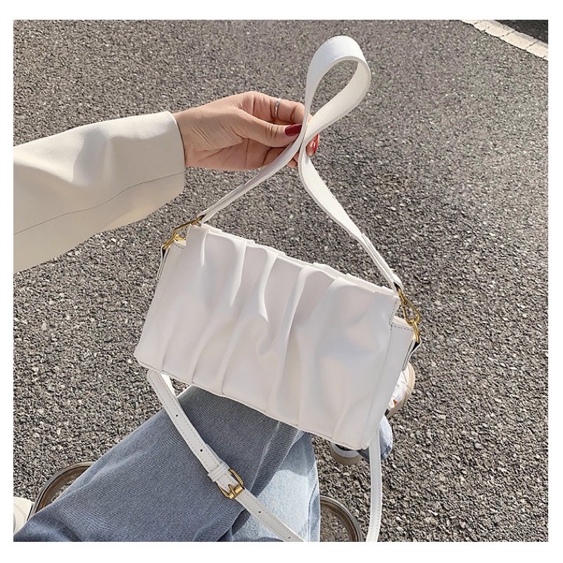 Túi xách nhún da mềm - mang được 2 kiểu, 2 màu đen trắng