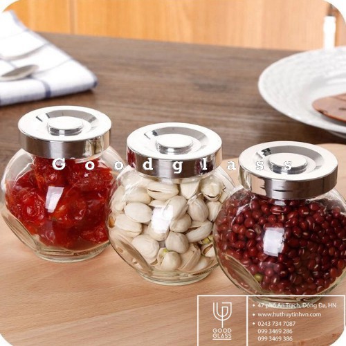 Hũ thủy tinh / lọ thủy tinh đáy nghiêng 2 đáy đựng thực phẩm 380ML