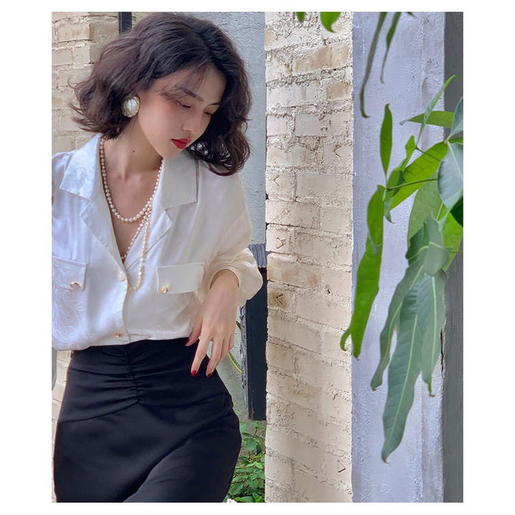 Áo sơ mi COZOKC tay dài phong cách cổ điển Hồng Kông cá tính dễ phối đồ