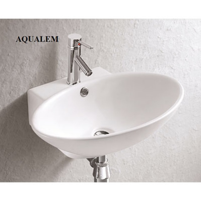 Lavabo sứ treo tường, chậu rửa mặt aqualem FT59