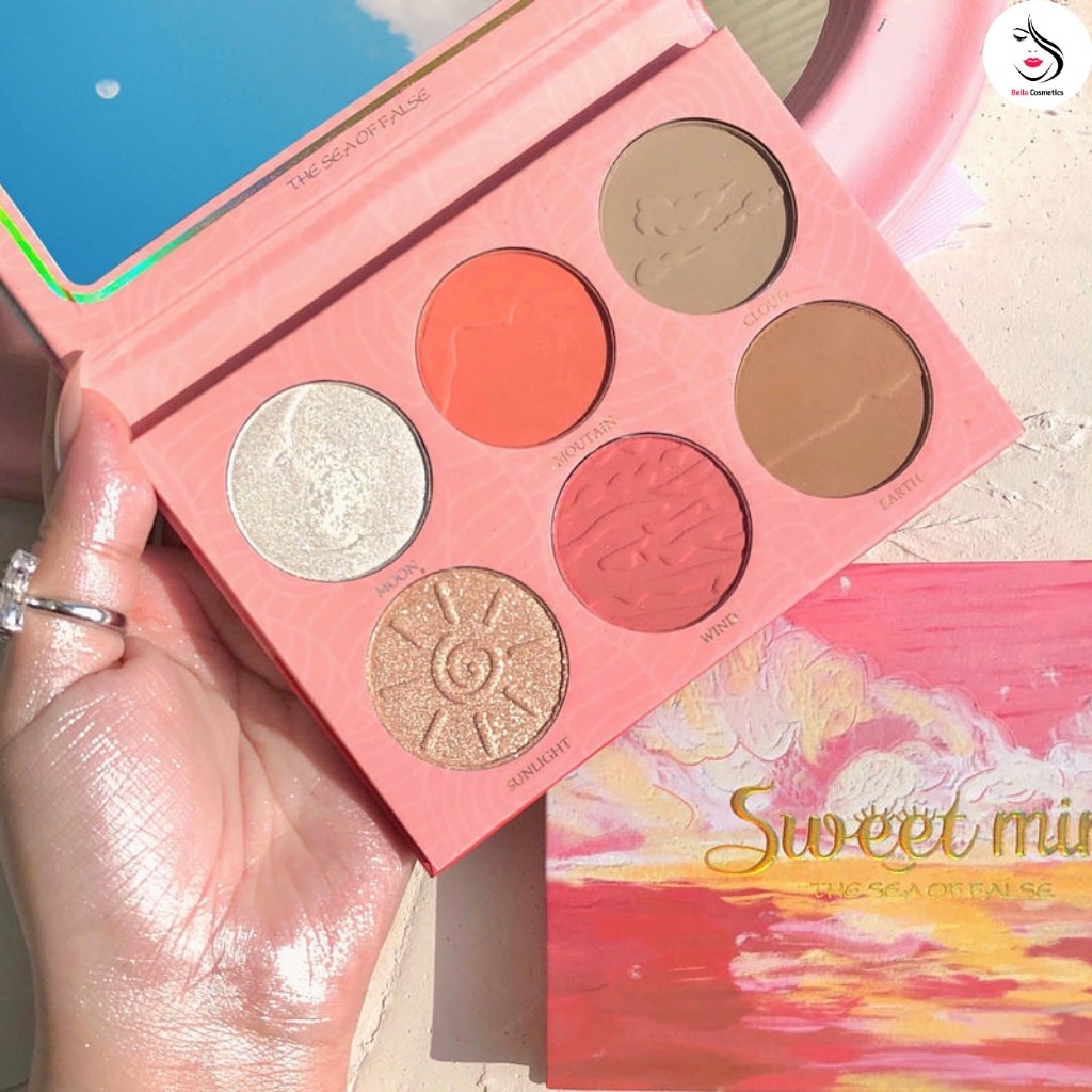 Phấn Má Hồng Sweet Mint 6 Ô Kèm Nhũ Và Tạo Khối Chính Hãng