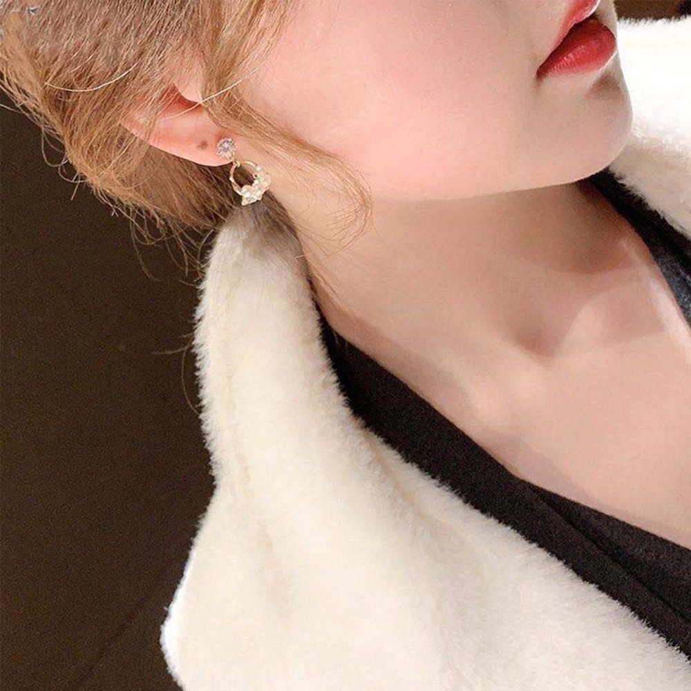 Khuyên Tai Tròn Đính Đá Ngọc Trai Nhân Tạo Phong Cách Hàn Quốc Thời Trang