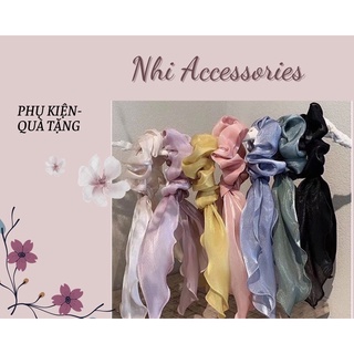 Dây buộc tóc Scrunchies Satin trơn bóng xinh xắn cực yêu