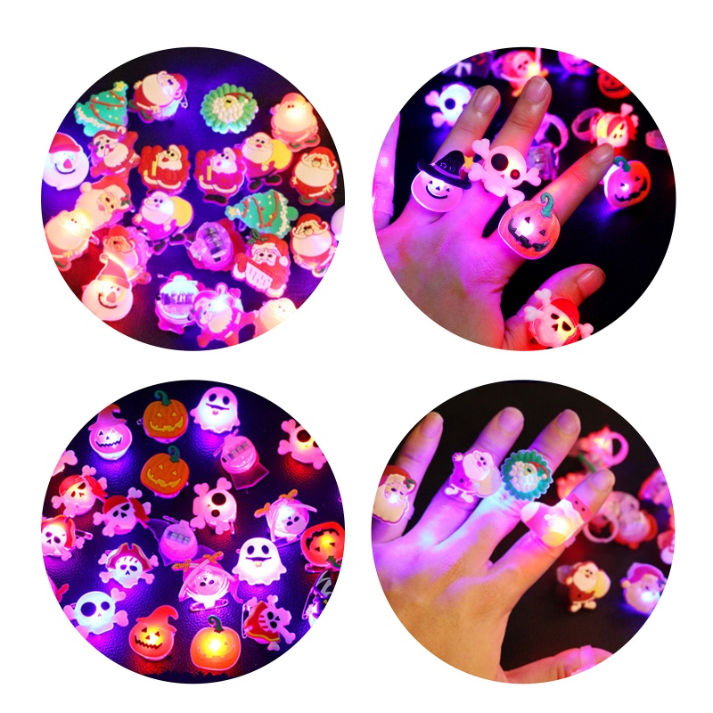 Nhẫn Đèn Led Phát Sáng Dùng Trang Trí Halloween / Giáng Sinh