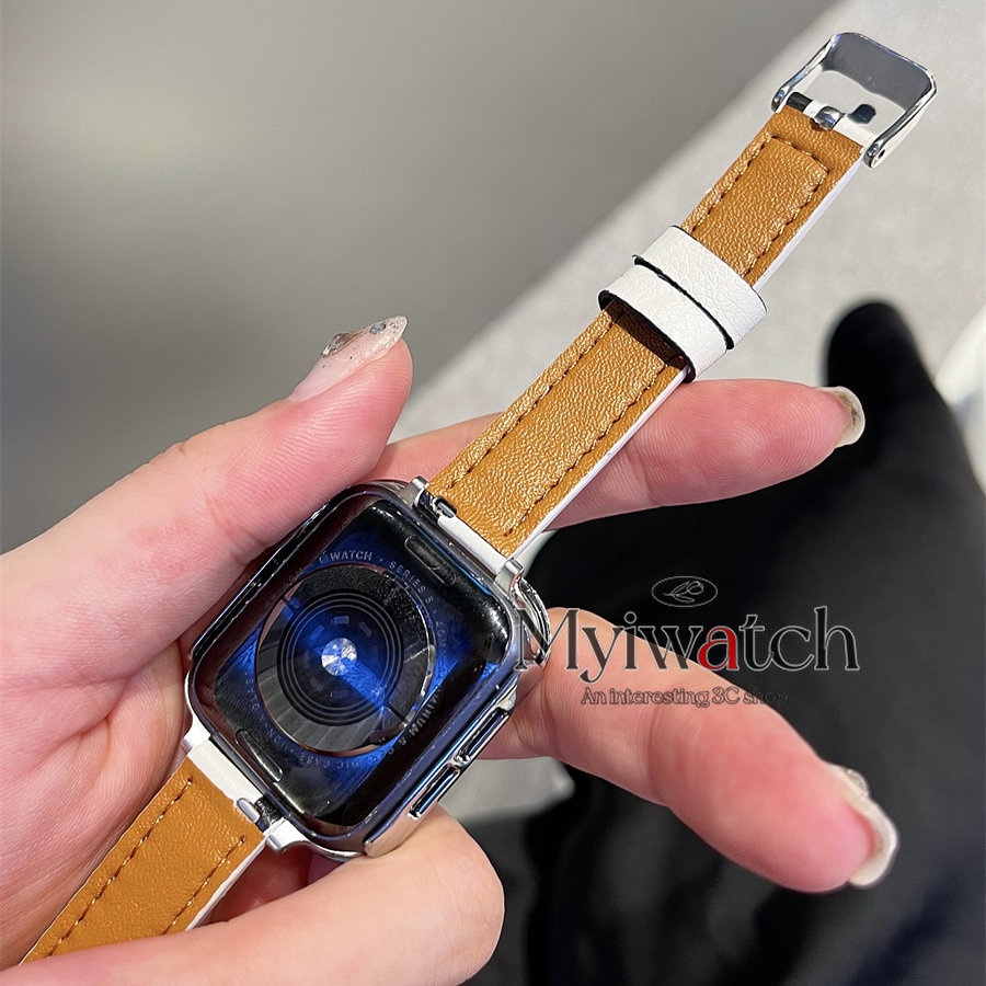 Dây đeo bằng da mỏng sáng tạo cho dòng iwatch Ultar 8 7 6 5 4 SE 3 2 1 Vòng đeo tay thời trang đơn giản cho iwatch 49mm 45mm 41mm 40mm 44mm 42mm 38mm dây đeo đồng hồ đôi