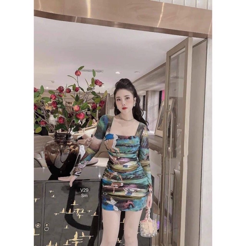 ĐẦM DÀI TAY IN HỌA TIẾT THỜI TRANG THU ĐÔNG Hàng có sẵn tại shop Giá :149 đ ❤️