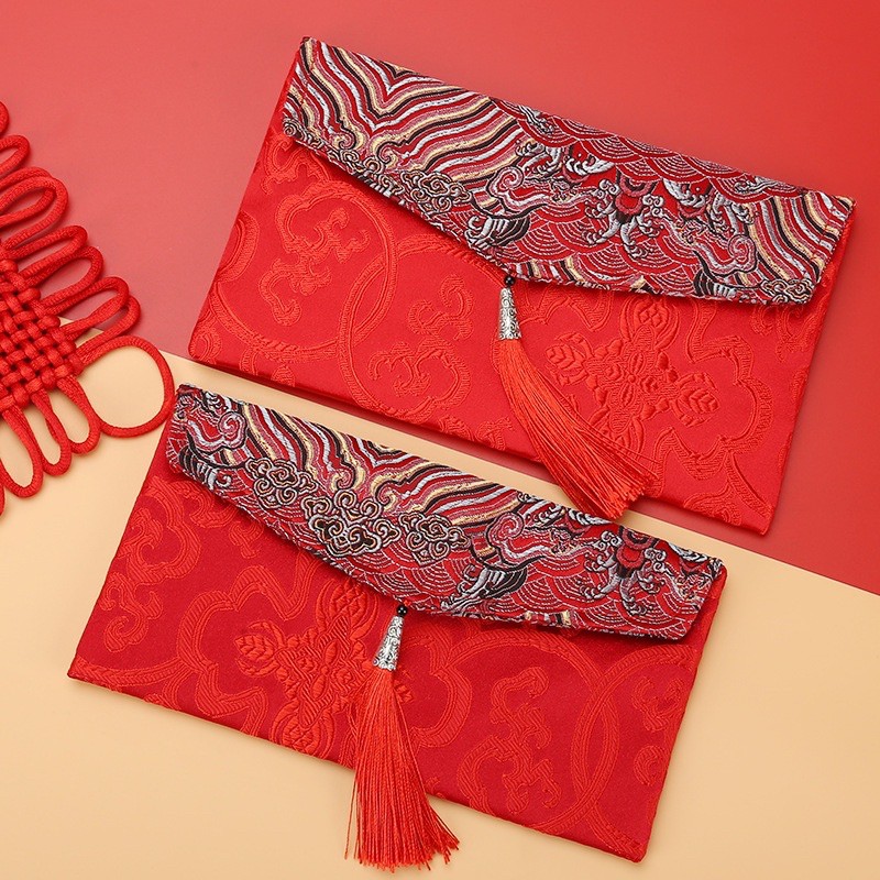 Bao lì xì vải gấm thêu chỉ nổi (hàng cao cấp), bao lì xì tết