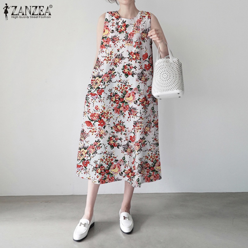 Đầm không tay Zanzea họa tiết hoa vintage thời trang quyến rũ