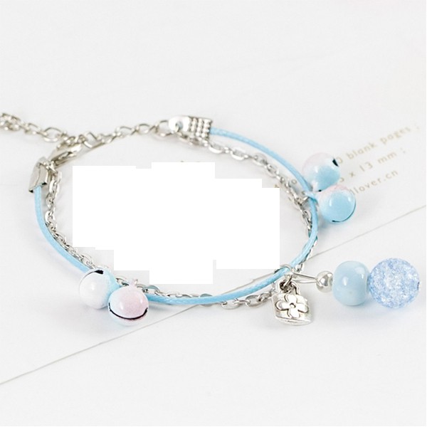 Vòng gốm hồng - xanh lục lạc lắc tay khóa trường mệnh tình yêu xinh xắn dễ thương