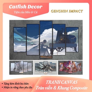 Tranh treo tường canvas khung genshin impact , chất liệu canvas tràn viền/canvas khung composite - bộ 1