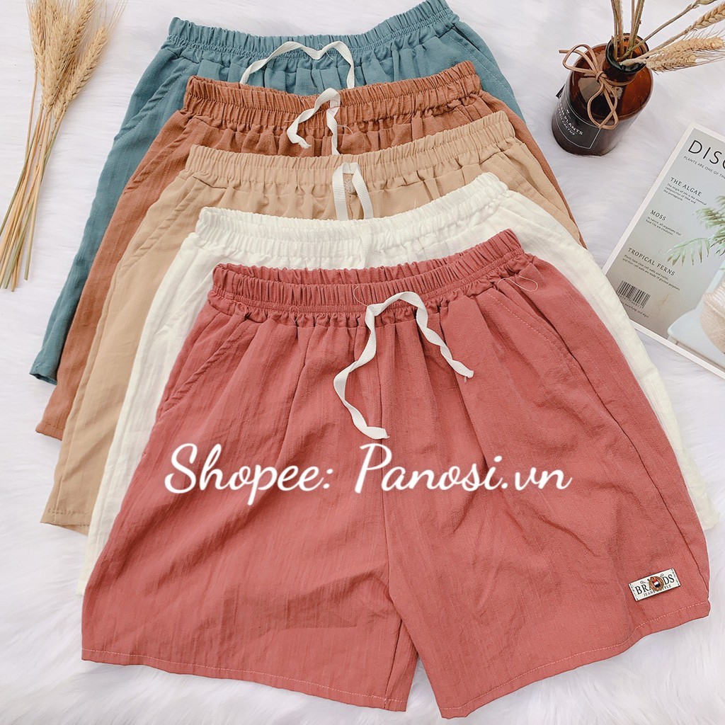 quần đùi nữ mặc nhà ống rộng quần short ngắn chất vải đũi thấm hút mồ hôi - Q342