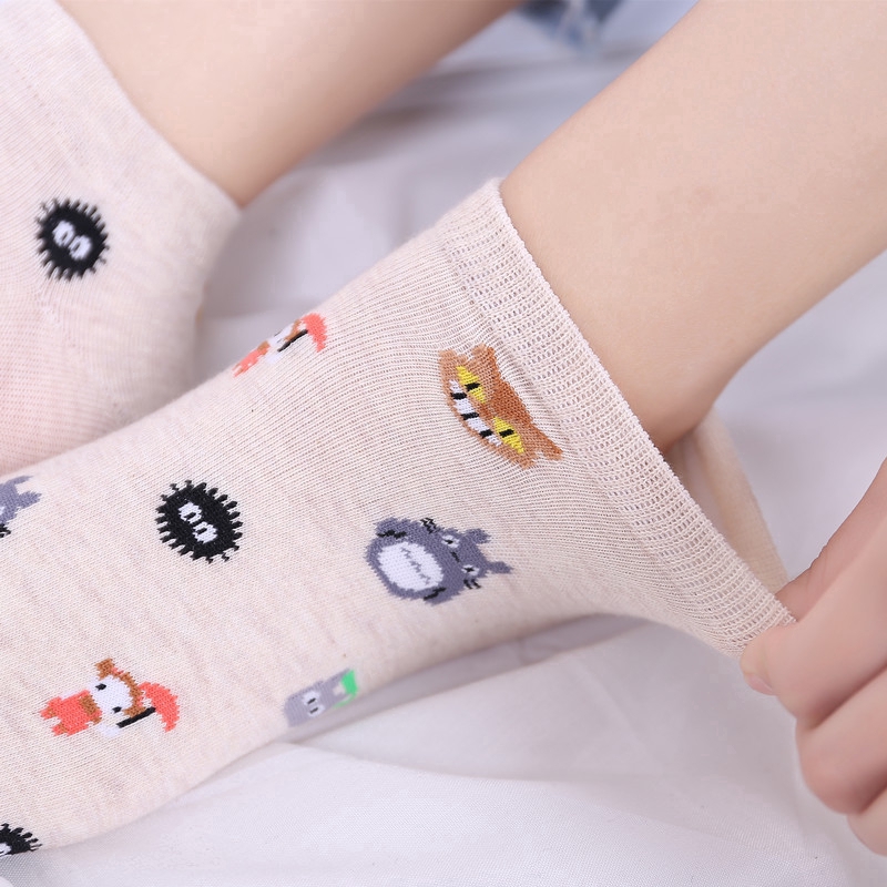 Vớ cotton cổ ngắn họa tiết hoạt hình dễ thương cho nam và nữ
