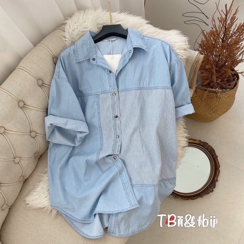 ÁO SƠ MI DENIM KẺ CỰC CHẤT