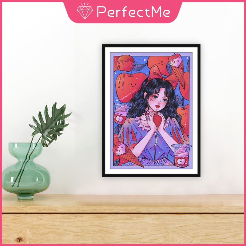 Bộ Tranh Đính Đá Tự Làm 30X40cm Hình Cô Gái Hoạt Hình Đáng Yêu Kèm Phụ Kiện