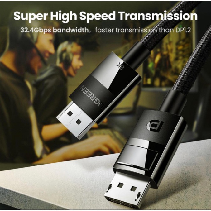 Cáp Displayport 1.4 Cao Cấp Ugreen DP114 Support 8K60Hz 32.4Gbps Chính Hãng