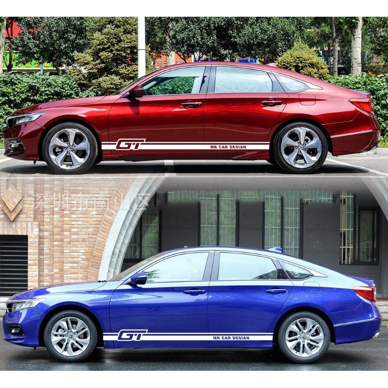 Tem dán sườn xe ô tô phong cách thể thao GT đỏ