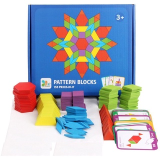 Đồ chơi ghép hình khối Pattern Blocks 155 chi tiết Montessori phát triển tư duy cho bé