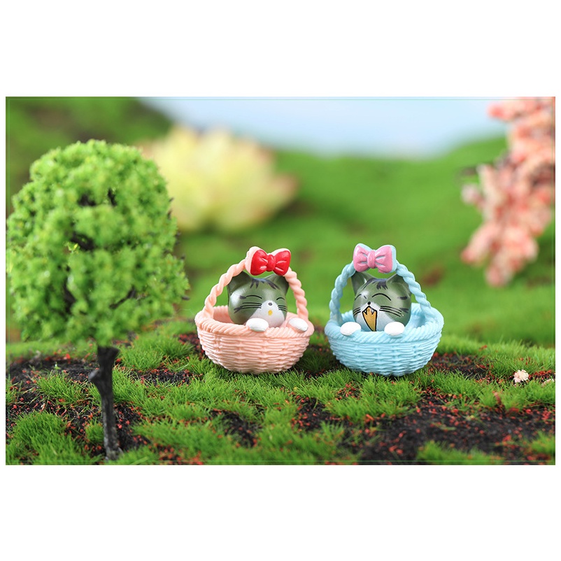 Giỏ đựng mèo, giao mẫu ngẫu nhiên, phụ kiện trang trí tiểu cảnh sen đá, xương rồng