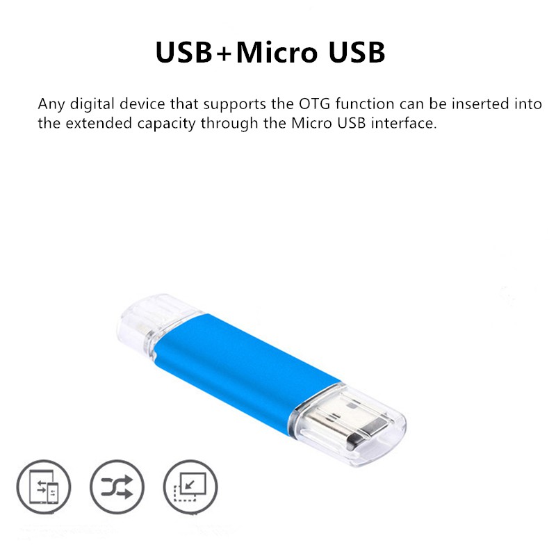 Màu kim loại USB 64GB 32GB OTG Flash Disk Micro USB Điện thoại thông minh Máy tính xách tay Lưu trữ dữ liệu máy tính