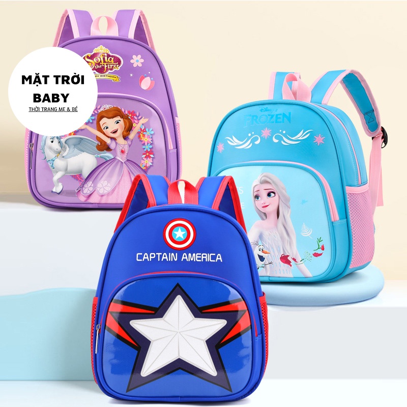Balo đi học cho bé, balo 2 ngăn chống thấm nước in hình xinh cho bé kích thước 30cm x 28cm x 14cm