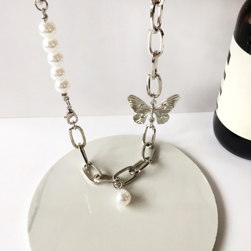 Flgo Vòng cổ Chuỗi Xương Đòn Mặt Bướm Đính Ngọc Trai Thời Trang