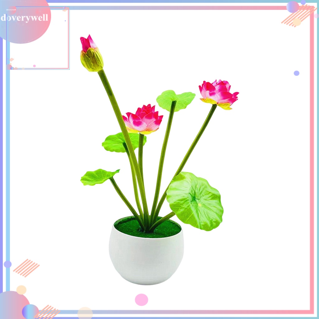 Chậu Hoa Sen Nhân Tạo Màu Sắc Tươi Sáng Dùng Trang Trí Nhà Cửa