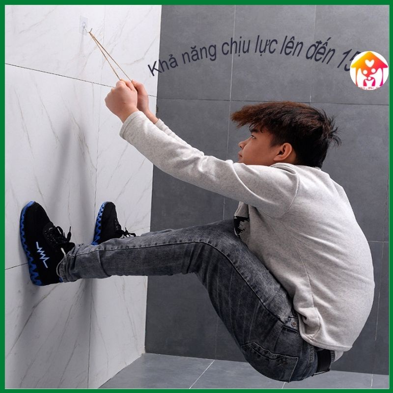 Móc treo dính tường chịu lực 10kg móc xoay 180 độ, đế nhựa trong suốt chắc chắn