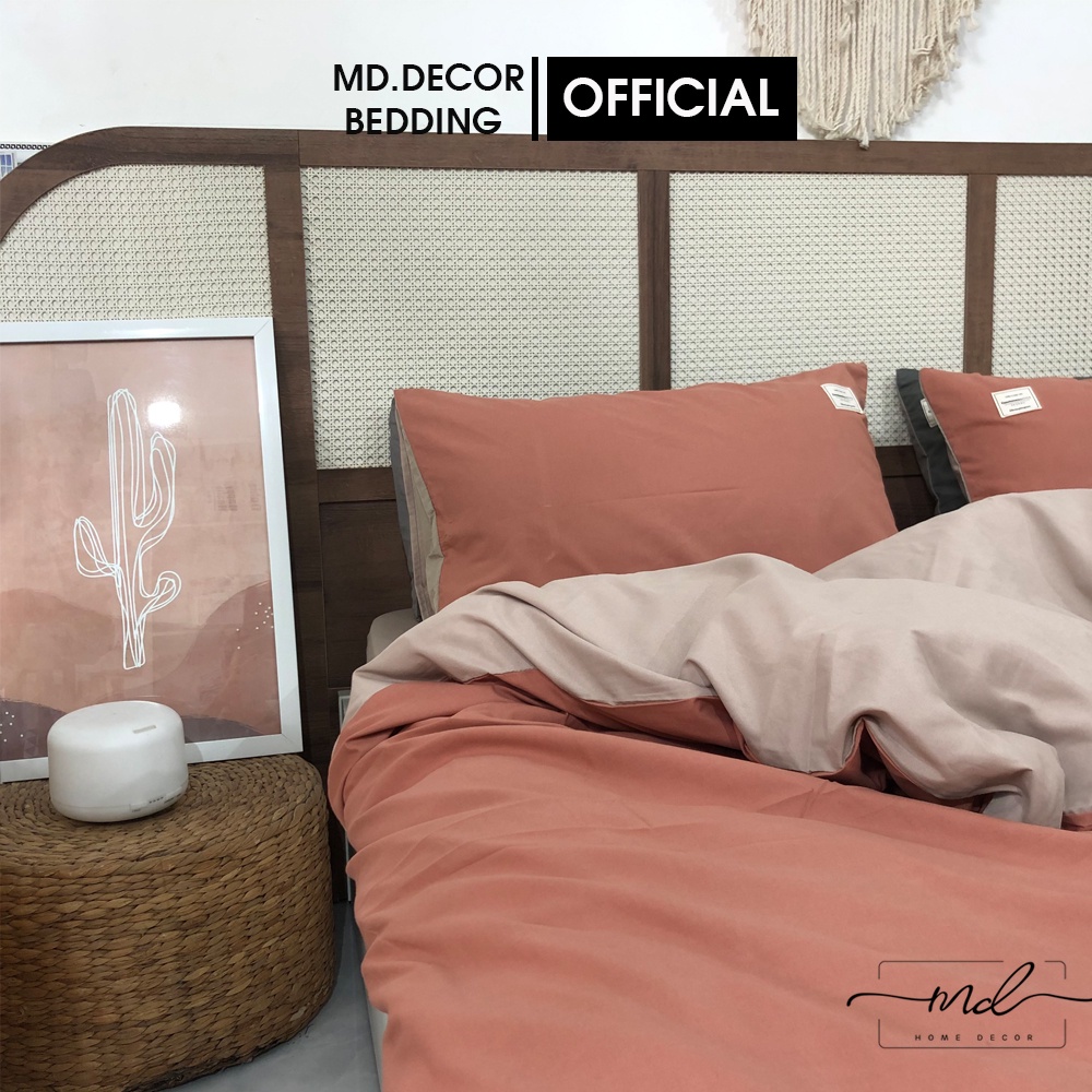 Bộ chăn ga gối Cotton Tici MD.Decor - Bedding nhập khẩu phong cách hàn quốc trơn màu nhiều kích thước M2,M4, M6, M8