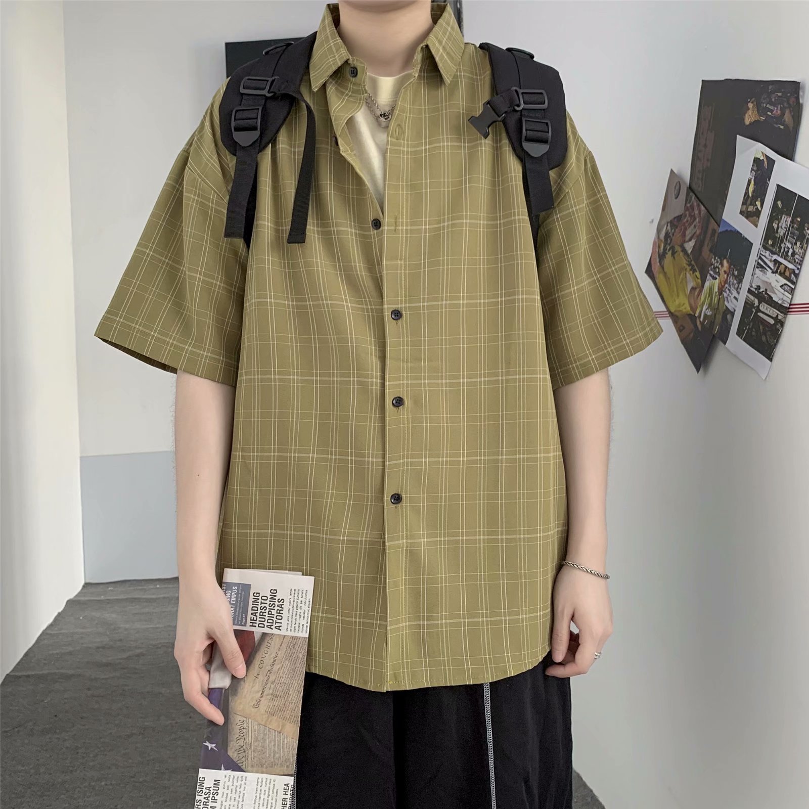 Áo Sơ Mi Ca Rô Ngắn Tay Form Rộng Phong Cách Hàn Quốc Dành Cho Nữ / Size M-3Xl | BigBuy360 - bigbuy360.vn