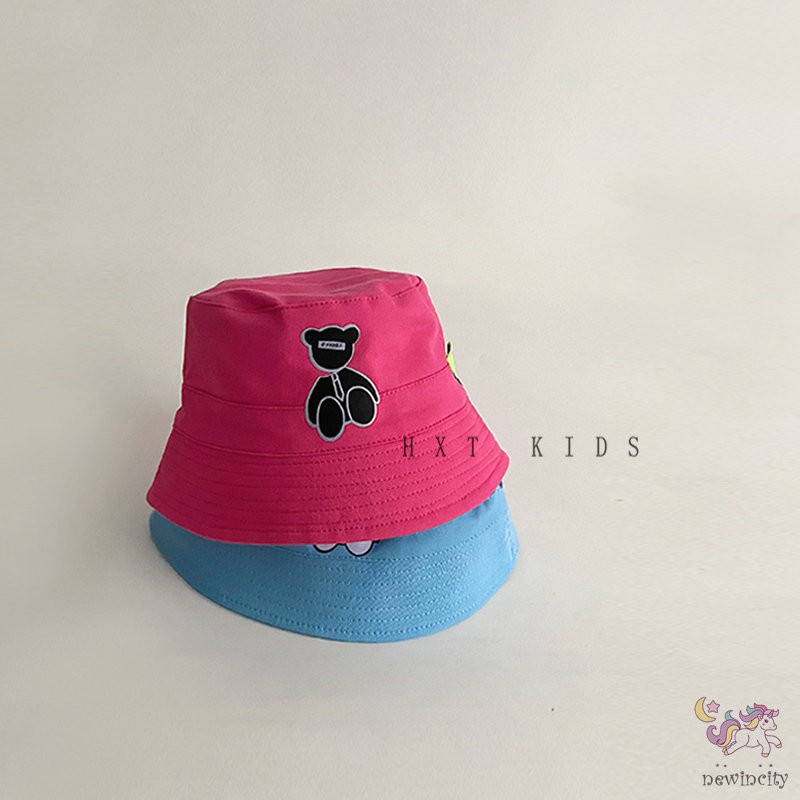 Mũ tai bèo chống nắng in hình gấu đáng yêu phong cách Hàn quốc cho bé